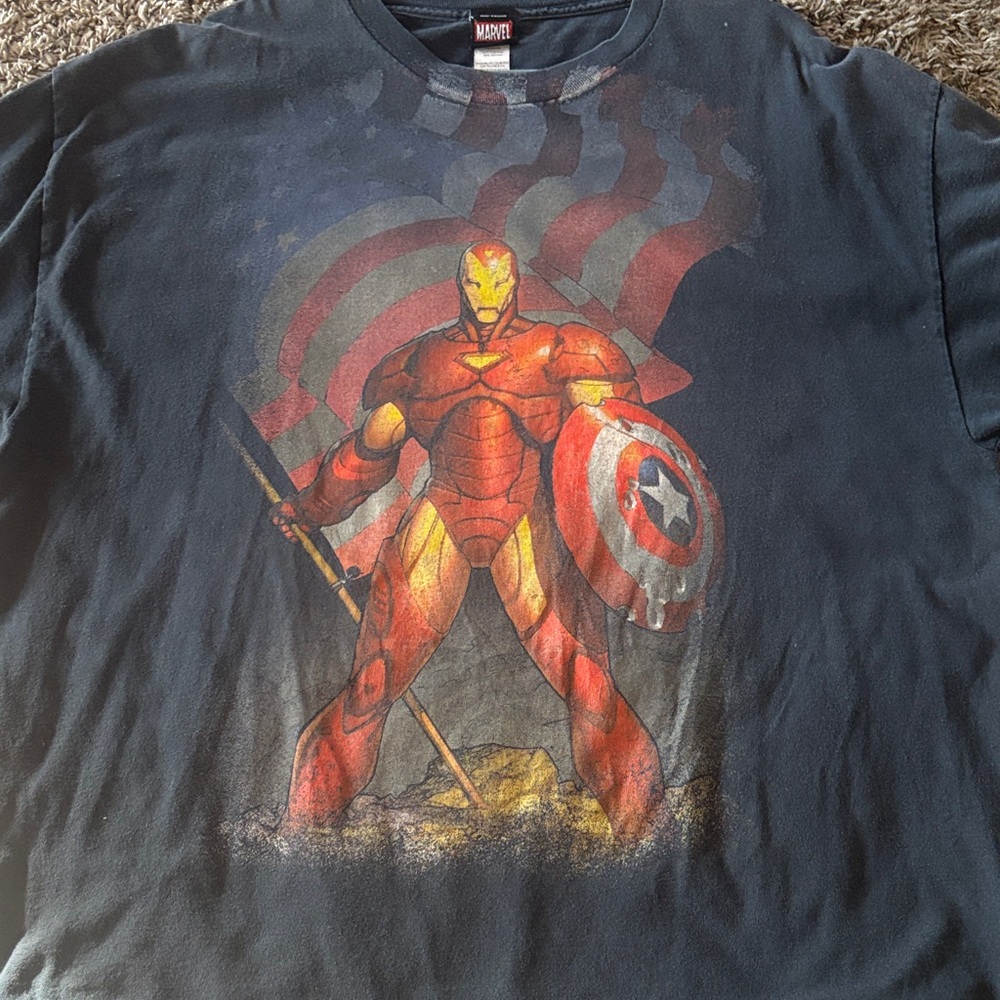 Marvel Black Iron Man Shield T-Shirt